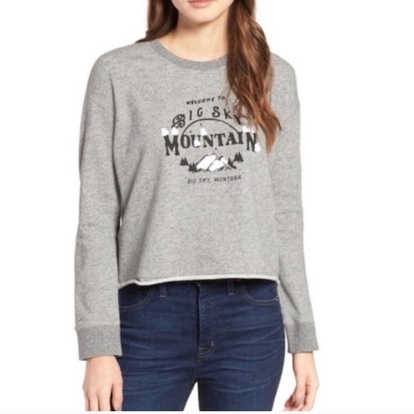 Madewell Mountain Graphic Crop Pop Over Sweater XS - Picture 2 of 7